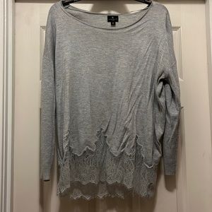 Grey thin sweater lace at bottom